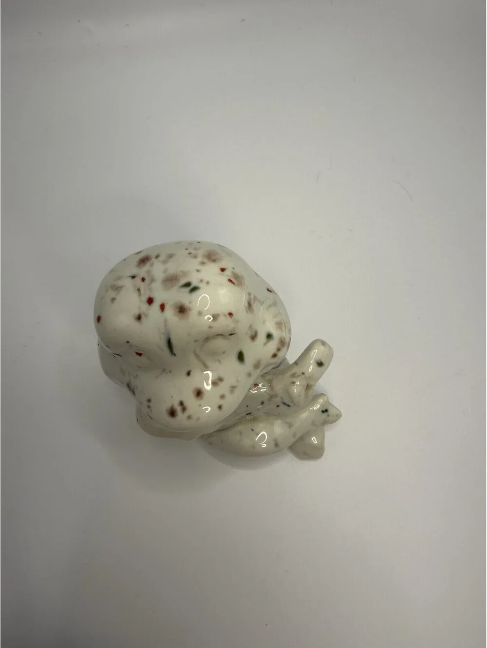 Vintage Ceramic Pottery Speckled Frog Paint Splatter White 3.5” Tall
